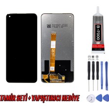 Genos Oppo A52 LCD Ekran Çıtasız Siyah Montaj Kiti Hediye