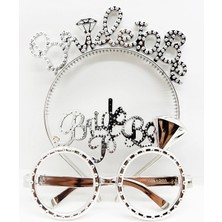 Starseven Bride To Be Yazılı Taç ve Bride To Be Yazılı Gözlük Seti Gümüş Renk