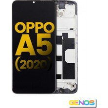 Genos Oppo A5 2020 LCD Ekran Dokunmatik Siyah Çıtalı Orjinal