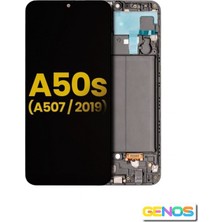 Genos Samsung Galaxy A50S A507 LCD Ekran Dokunmatik Siyah Çıtalı Orjinal