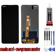 Genos Realme 6 Pro LCD Ekran Çıtasız Siyah Montaj Kiti Hediye