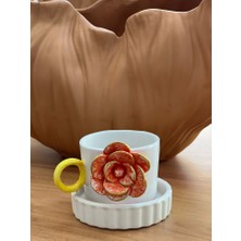 Megg Turuncu Güllü Fincan Mug Altlığı ile