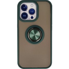 Starseven Iphone 15 Kılıf Montreal Yüzüklü Silikon Kapak - Yeşil