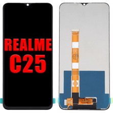 Genos Realme C25 LCD Ekran Dokunmatik Siyah Çıtasız A Plus Kalite