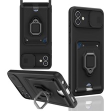 Starseven Galaxy A05 Kılıf Zuma Kartvizitli Yüzüklü Silikon - Siyah