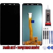 Genos Samsung A7 2018 A750 LCD Ekran OLED Siyah Montaj Kiti Hediye