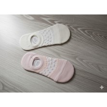 TrendyChic Ikili Beyaz-Pembe Şeffaf Nokta Detaylı Kadın Babet Çorabı