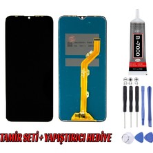 Genos Infinix Hot 8 LCD Ekran Çıtasız Siyah Montaj Kiti Hediye
