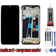 Genos Oppo A12 LCD Ekran Çıtalı Siyah Montaj Kiti Hediye