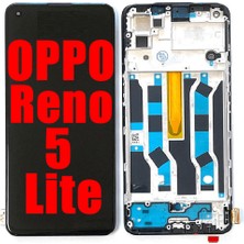 Genos Oppo Reno 5 Lite LCD Ekran Dokunmatik Siyah Çıtalı Orjinal