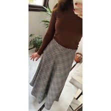 Lasorella Butik Kadın Ekoseli Maxı Boy Etek