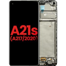 Genos Samsung Galaxy A21S A217 LCD Ekran Dokunmatik Siyah Çıtalı Orjinal