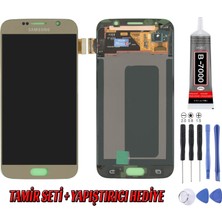 Genos Samsung G920 S6 LCD Ekran Gold Altın Montaj Kiti Hediye