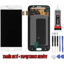 Genos Samsung G920 S6 LCD Ekran Beyaz Montaj Kiti Hediye