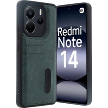 Starseven Redmi Note 14 4g Kılıf Sara Kartvizitli Deri Kılıf - Koyu Yeşil