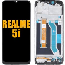 Genos Realme 5i LCD Ekran Dokunmatik Siyah Çıtalı A Plus Kalite