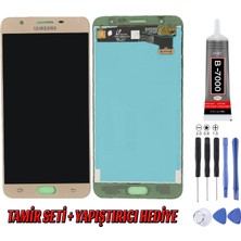 Genos Samsung G610 J7 Prime LCD Ekran Gold Altın Montaj Kiti Hediye
