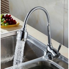 Skygo Hareketli Lavabo Başlık - Batarya Başlığı - Mutfak Musluk Hortum - Krom Kubar