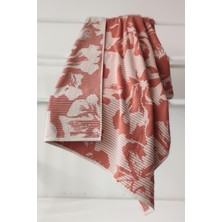 Sevim Ipliği Boyalı Desenli %100 Pamuk Banyo Havlusu - Yüksek Su Emici -90X150 Cm- Kiremit