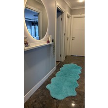 Doğuş Peluş Halı Tavşan Turkuaz Yumuşak Dokulu Peluş Halı Çift Kafa Post