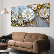 Evine Moda Beyaz Çiçek Tek Parça Kanvas - Canvas Tablo