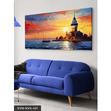 Evine Moda Yağlı Boya Görünümlü Kız Kulesi Tek Parça Kanvas - Canvas Tablo