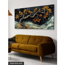Evine Moda Turuncu Çiçekli Ağaç Tek Parça Kanvas - Canvas Tablo