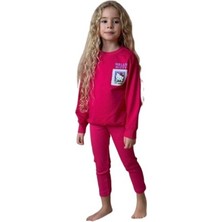 Cg Kids Hello Kitty Sırt Baskı Detaylı Kız Çocuk 2 Iplik Taytlı Alt Üst Takım Süper Kalite Kumaş