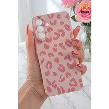 Fibaks Galaxy A17 Kılıf Pembe Leopar Desenli Esnek Ince Yumuşak Silikon