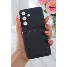Fibaks Galaxy S25 Fe Kılıf Kamera Korumalı Kartlıklı Cüzdanlı Kırmızı Tuşlu Siyah Silikon Kapak