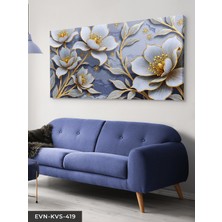 Evine Moda Gold Detaylı Beyaz Çiçek Tek Parça Kanvas - Canvas Tablo