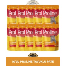 Proline Pouch Pate Tavuklu Yaş Kedi Maması Seti 10X85 gr