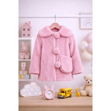DeKuBaby Yeni Sezon Ponponlu - Çanta Aksesuarlı Kız Çocuk Peluş Mont