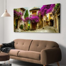 Evine Moda Begonvillerle Bezenmiş Taş Sokak Tek Parça Kanvas - Canvas Tablo