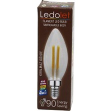 Go İthalat LEDOLET  4W=45W - E14   MUM  FLAMENT LED RUSTİK AMPUL  400LUMEN - 3000K   KIRILMAZ GÖVDE
