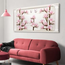 Evine Moda Pembe Çiçek ve Güvercin Tek Parça Kanvas Canvas Tablo Tablo