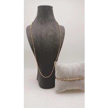 Tılsım Accesories Xupıng Çelik Gold Kolye+Bileklik