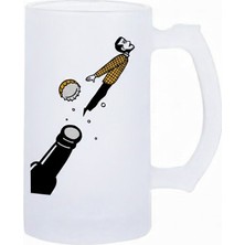 Sartre Art Uçan Adam Tasarımlı Buzlu Cam Bira-Meşrubat Bardağı