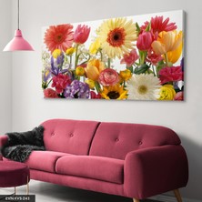 Evine Moda Renkli Çiçekler Tek Parça Kanvas Canvas Tablo