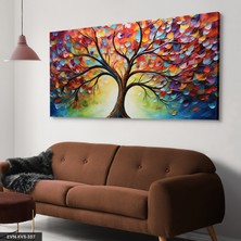 Evine Moda Renkli Soyut Sanat Modern Çiçek ve Yaprak Kompozisyonu Tek Parça Kanvas - Canvas Tablo