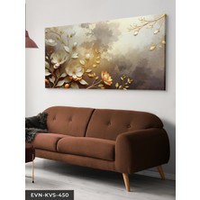 Evine Moda Yağlı Boya Görünümlü Beyaz Çiçek Tek Parça Kanvas - Canvas Tablo