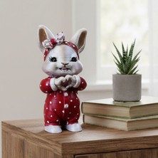 Uretti - Hülya 6683 Lovi Puantiye Pijamalı Tavşan Figürü Dekoratif Biblo - 14 cm Polyester