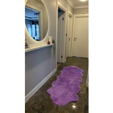 Doğuş Peluş Halı Tavşan Lila Yumuşak Dokulu Peluş Halı Çift Kafa Post