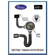 Donau Üstten Taşmalı Körüklü Lavabo Evye Sifonu Üstten Veya Yandan Çap 115 mm