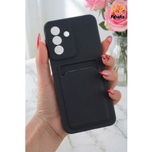 Fibaks Galaxy A17 Kılıf Kamera Korumalı Kartlıklı Cüzdanlı Kırmızı Tuşlu Siyah Silikon Kapak