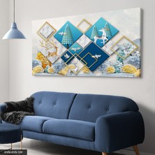 Evine Moda Altın Boynuzlu Geyik Tek Parça Kanvas Canvas Tablo Tablo