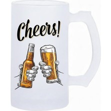 Sartre Art Cheers Tasarımlı  Buzlu Cam Bira-Meşrubat Bardağı