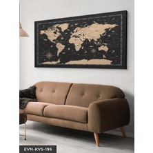 Evine Moda Vintage Dünya Haritası Tek Parça Kanvas Canvas Tablo Tablo