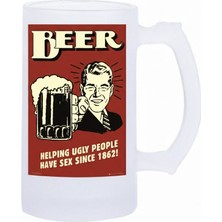 Sartre Art Beer Tasarımlı Buzlu Cam Bira-Meşrubat Bardağı