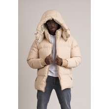 Akçaylar Slimfit Çıkartılabilir Kapşonlu Dik Yaka Elyaf Dolgulu Şişme Mont